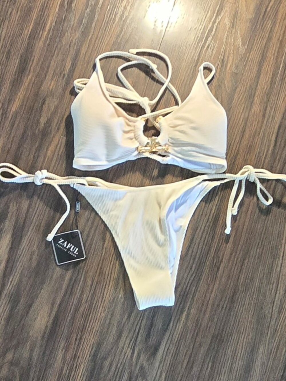 ZAFUL "Forever Young" Cream-Colored String Bikini NWT/SIZE S